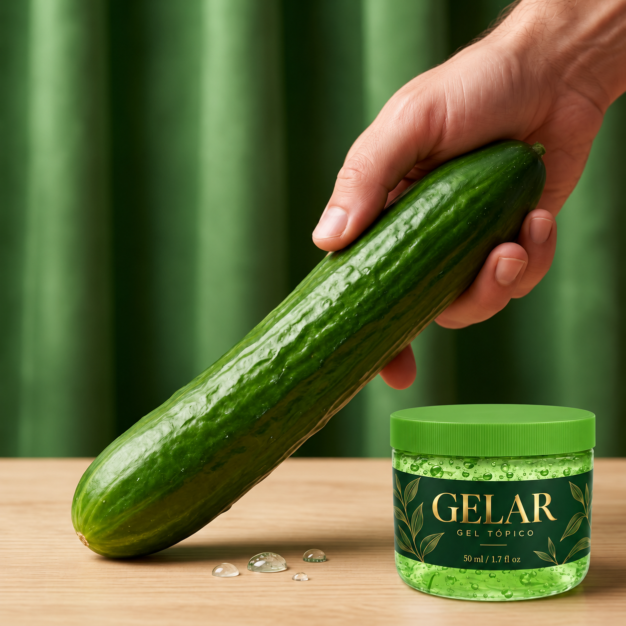 Imagen ilustrativa de marca GELAR con un pepino